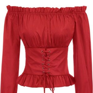 ❌SOLD❌ Scarlet Darkness Renaissance Peasant Shirt Off Shoulder Boho Blouse Top